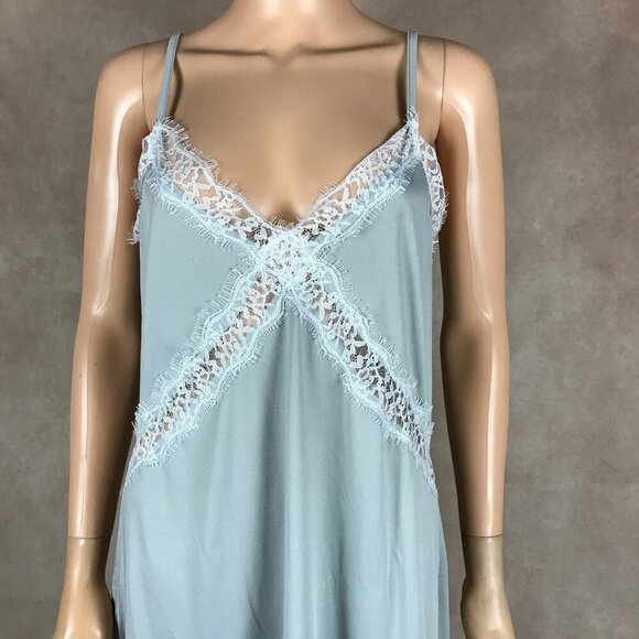 Nanette Lepore Gray Nightgown Chemise with Lace Inset LARGE - Picture 6 of 8